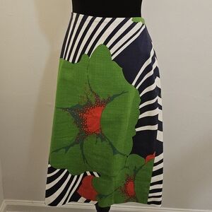 J. Crew Green and Navy Striped Pencil Skirt